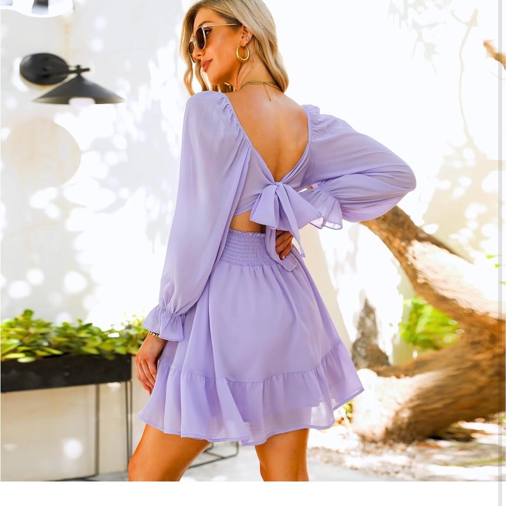 Elegant Lavender Dress with Bow Detail